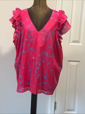 Sugarlip Women’s Pink Ruffle Sleeve V-Neck Top size 3X